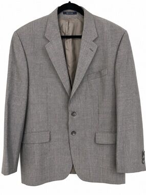 Chaps Ralph Lauren Wool Blazer 44R Gray Herringbone 2 Button Jacket